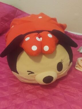 Disney Minnie Mouse L Plush Pillow in Red and Black